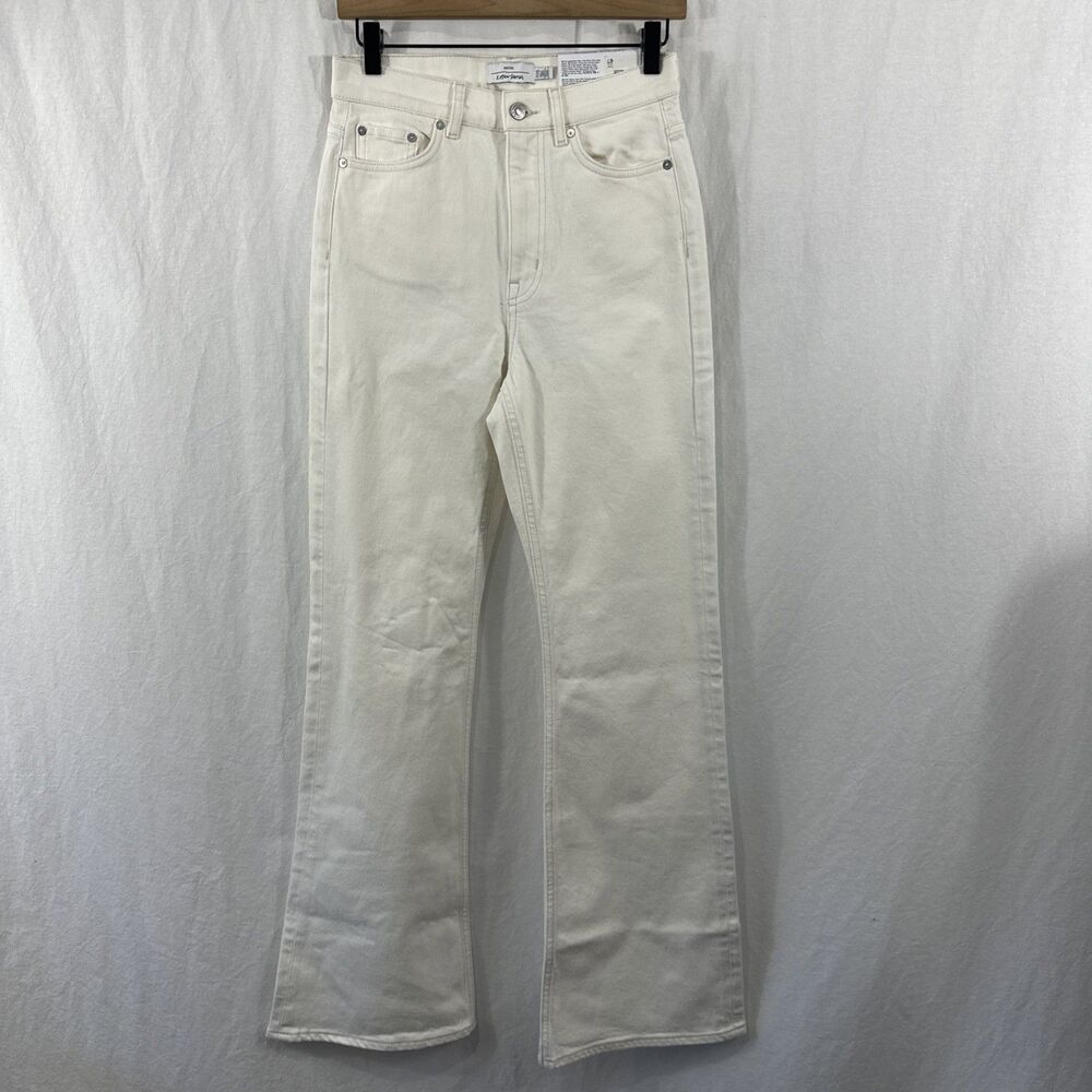 & Other Stories White Denim Flare Jeans Womens Sz 27/32 Western Rodeo Cowgirl